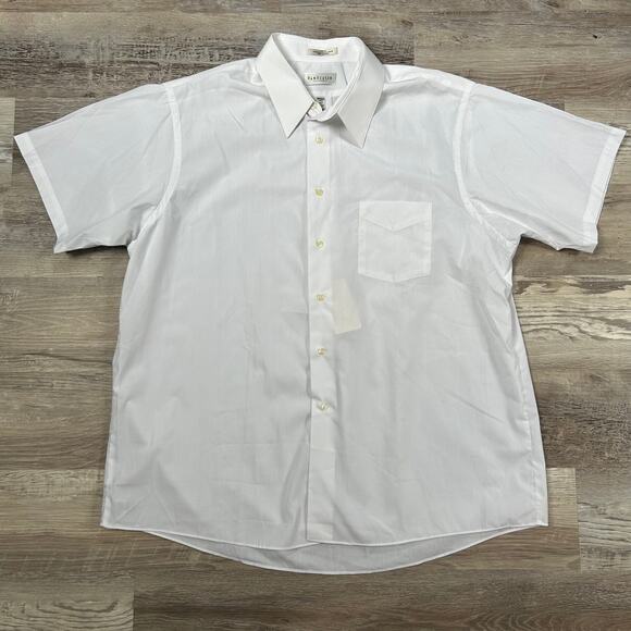 Vintage Van Heusen White Poplin Shirt XXL 18 Made in Korea Wrinkle Free - Picture 1 of 7